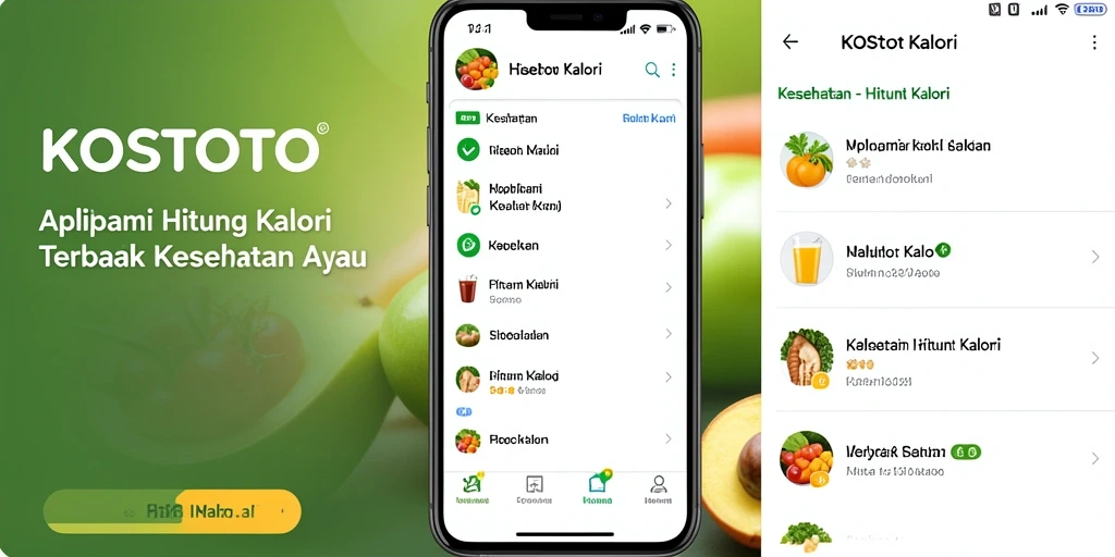 Antarmuka KOSTOTO dengan fitur Hitung Kalori yang mudah digunakan.